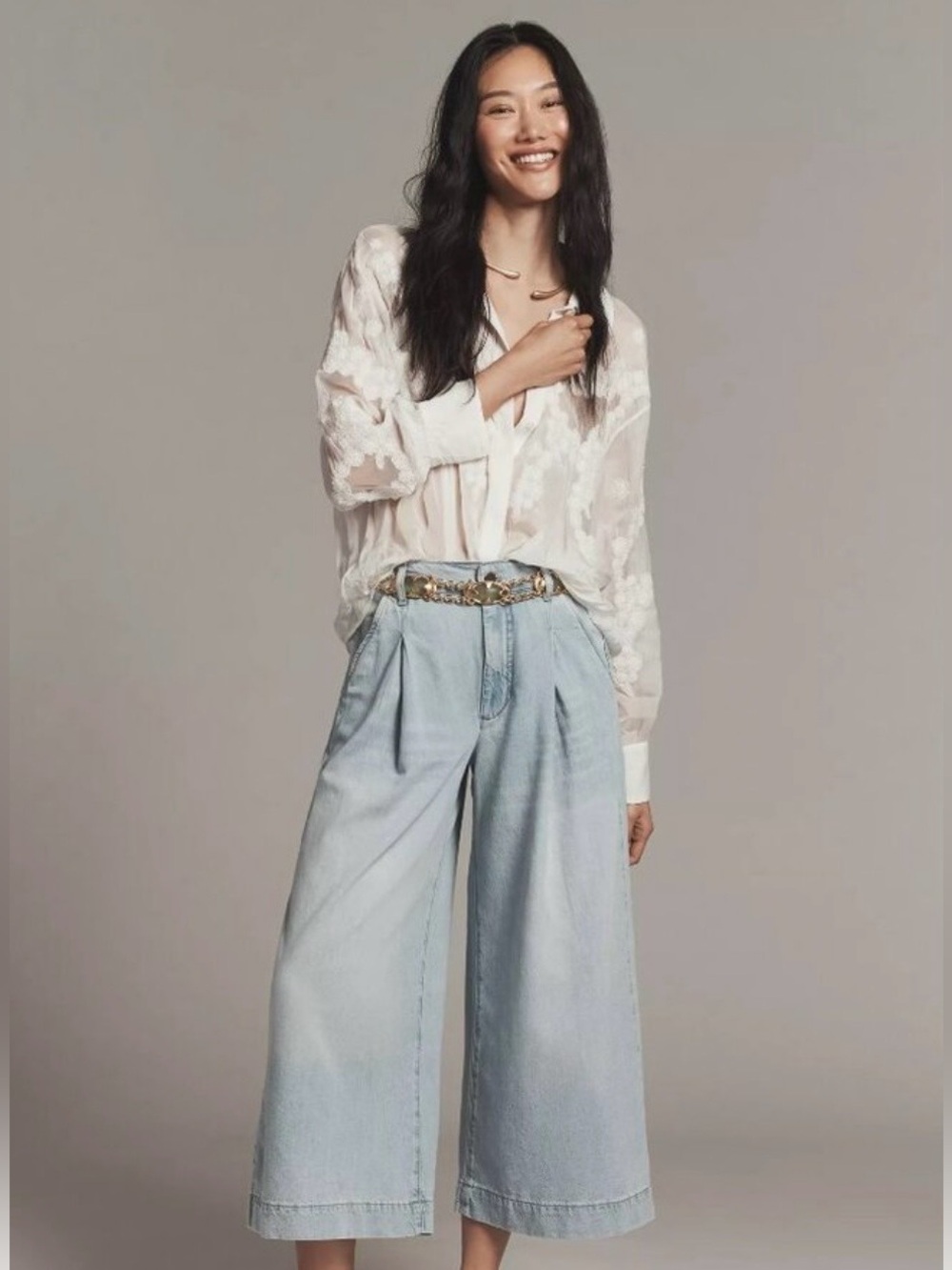 Anthropologie Pilcro Light Blue Wide-Leg Cropped Jeans